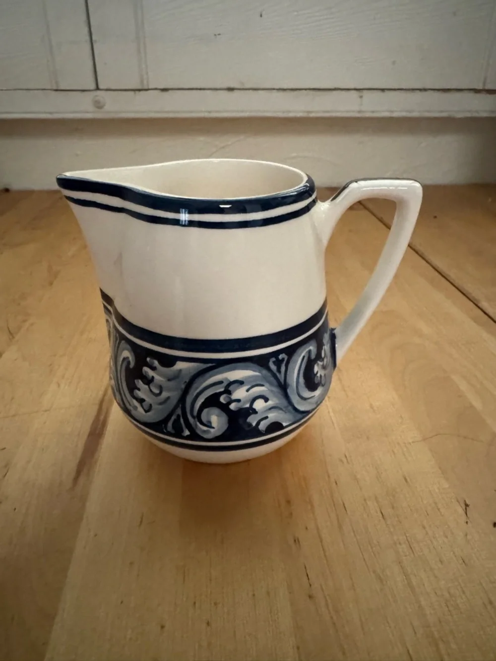 Williams Sonoma Blue and White Ceramic Creamer